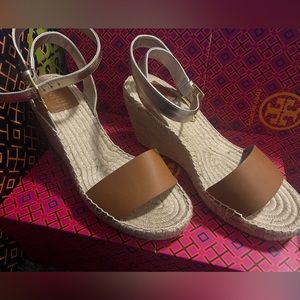 NWT & Box! Tory Burch Mini Benton 90MM Wedge Espadrille-calf